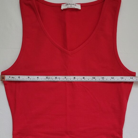 Zenana Set of Red and Black V-Neck Crop Tank Top Size Small - Picture 5 of 9